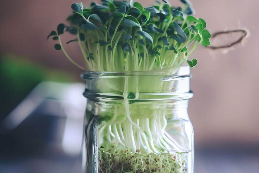 growing microgreens in a jar