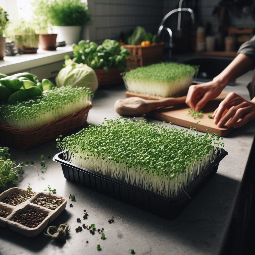 Microgreens in a growing kit